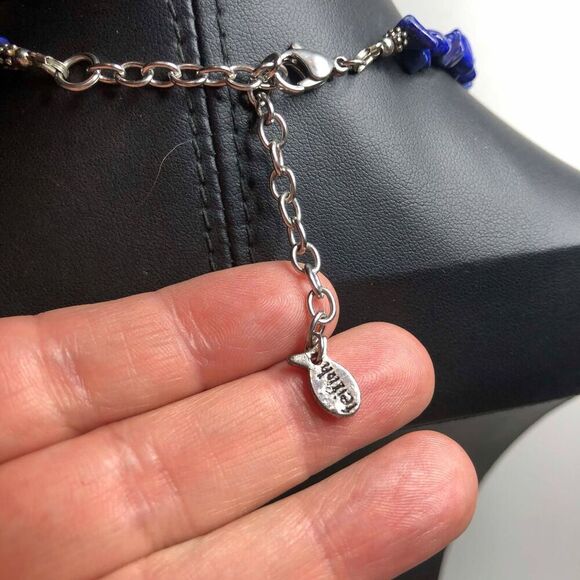 3511 Fetish Brand Lapis silvertone starfish pendant beachy statement necklace - Picture 3 of 3